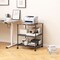 3-Tier Coffee Wooden Rolling Printer Cart with Lockable Wheels and Adjustable Storage Shelves